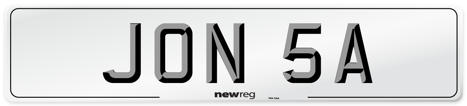 JON 5A Number Plate from New Reg